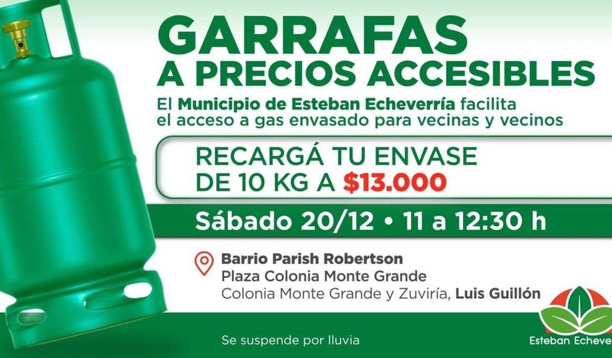 Муниципалитет Эстебана Эчеверрии проведёт акцию по заправке газовых баллонов по доступной цене