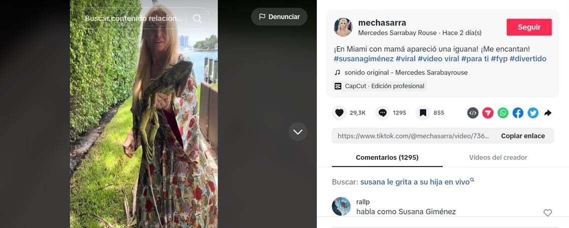 Сусана Жименес и ее дочь Мерседес развлекаются с игуаной в Майами