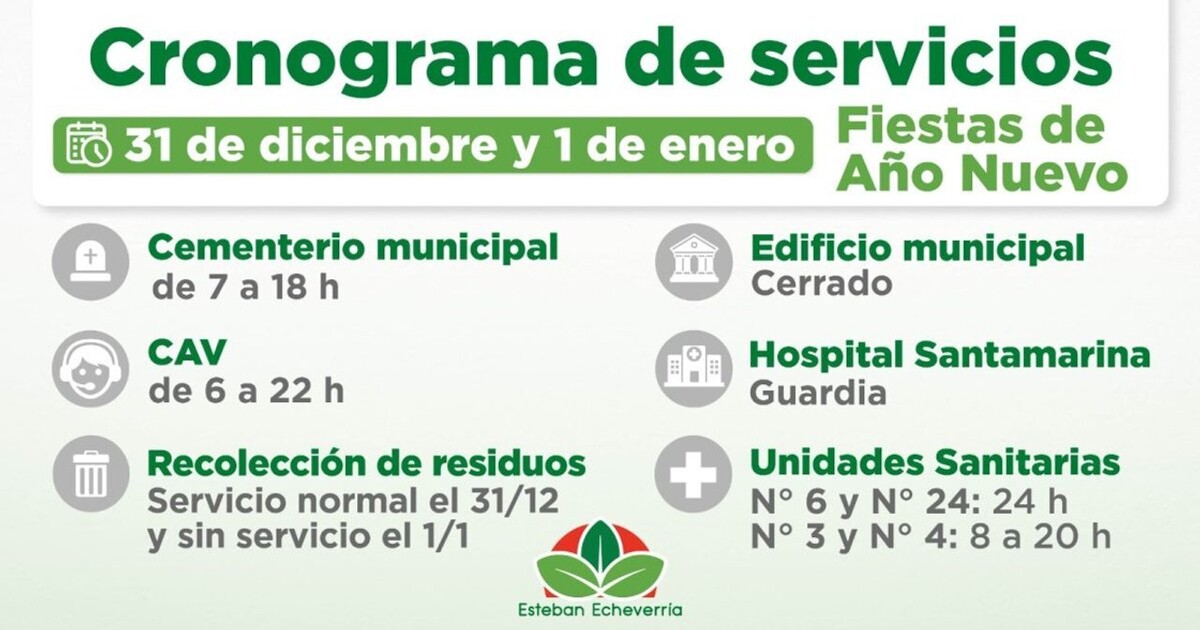 Специальный график коммунальных услуг на Новый год в Эстебане Эчеверрии