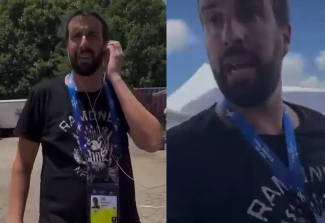 Аргентинский журналист Флавио Аццаро конфронтирован поклонником перед матчем Аргентина - Канада