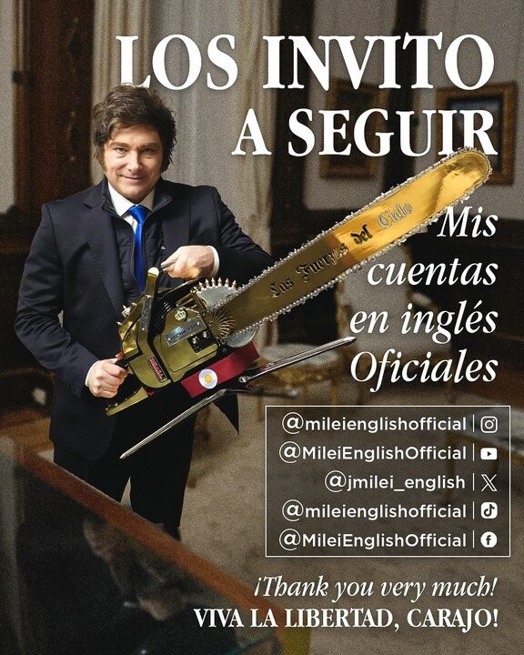 Milei lanza cuentas en inglés para audiencia global