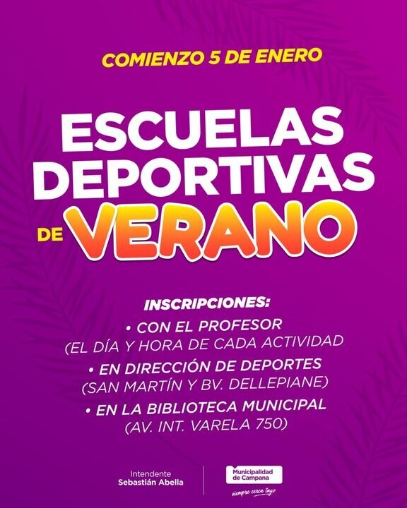 El Municipio de Campana lanza las Escuelas Deportivas de Verano gratuitas