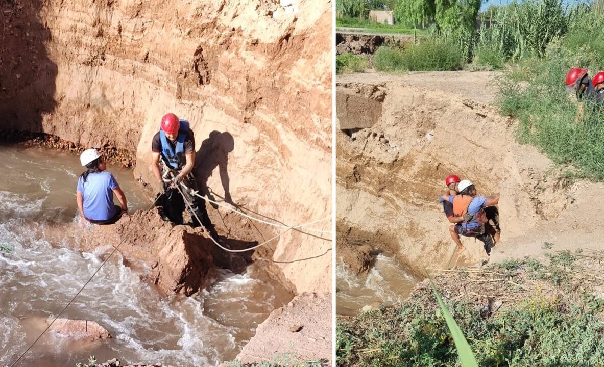 Пожарные спасли женщину, упавшую в канал в Мендесе