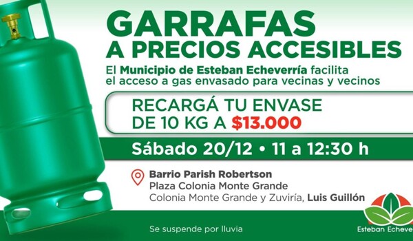 Муниципалитет Эстебана Эчеверрии проведёт акцию по заправке газовых баллонов по доступной цене