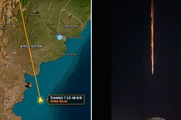 Reingreso de etapa de cohete chino iluminó el cielo de Río Negro