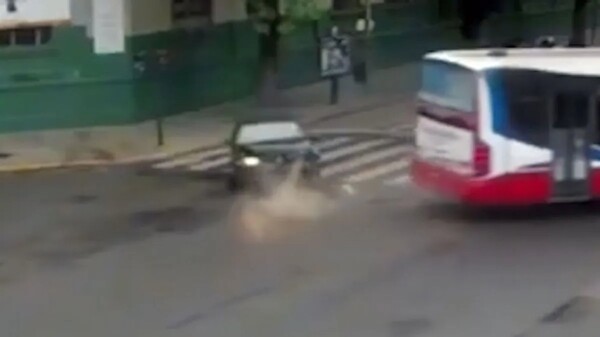 Bus and Car Collision in Buenos Aires